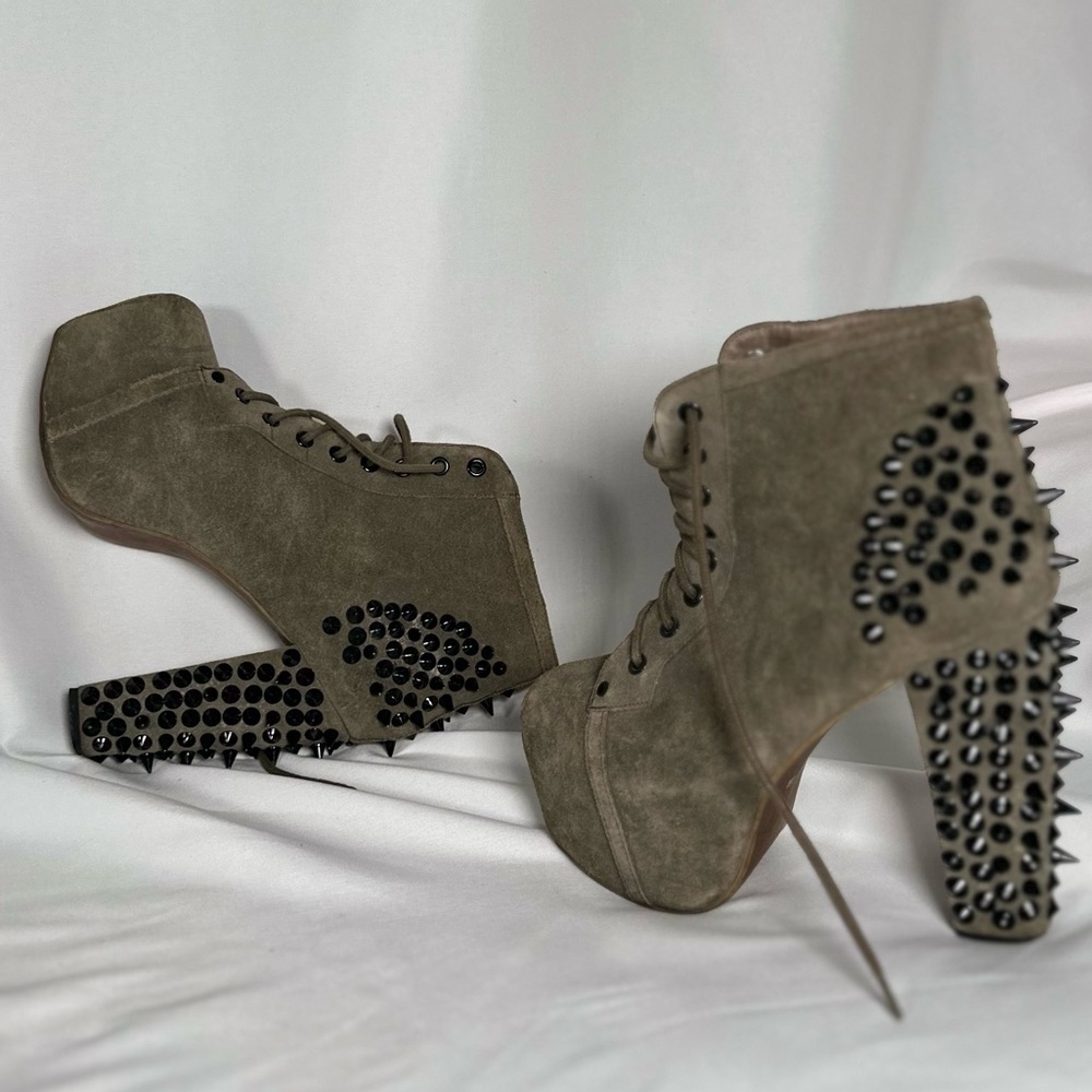 Jeffrey Campbell Taupe Suede Platform Spike Heel Booties - Picture 10 of 16